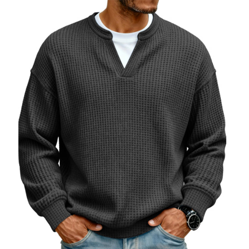 ⏳LAST DAY SALE ONLY ￡17.99!!🔥✨ Timeless Comfort | Men's Textured Waffle Layered-Look Long-Sleeve Tee