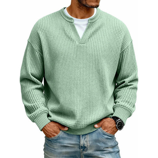 ⏳LAST DAY SALE ONLY ￡17.99!!🔥✨ Timeless Comfort | Men's Textured Waffle Layered-Look Long-Sleeve Tee