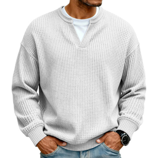⏳LAST DAY SALE ONLY ￡17.99!!🔥✨ Timeless Comfort | Men's Textured Waffle Layered-Look Long-Sleeve Tee