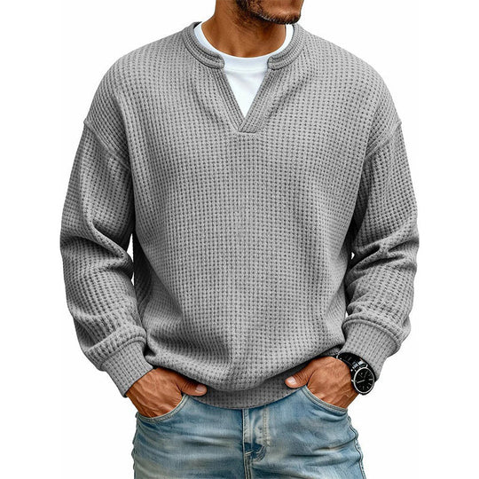 ⏳LAST DAY SALE ONLY ￡17.99!!🔥✨ Timeless Comfort | Men's Textured Waffle Layered-Look Long-Sleeve Tee