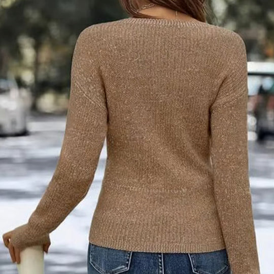 Women's Elegant Casual V-Neck Knit Top