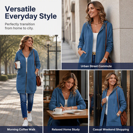 ⌛Limited-Time Offer🛍️Women’s Long Zip-Up Hooded Cardigan