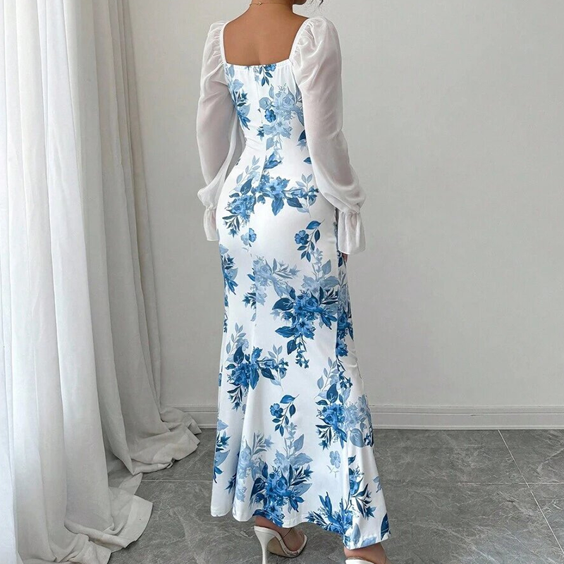 ✨ Flattering Elegance | Women's Ruched-Waist Floral Flare Dress
