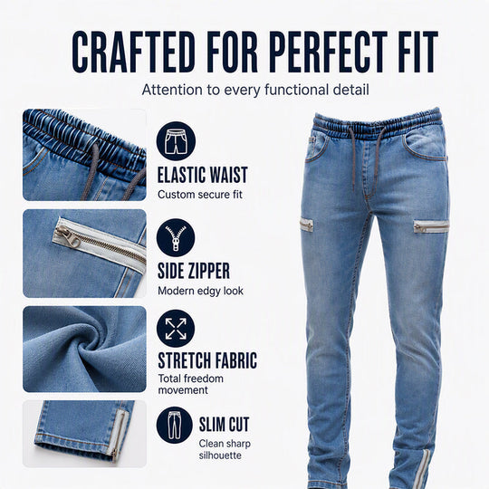 👖✨Bestseller - Slim-Fit Denim Joggers with Stretch Waist – Easy Pull-On Style & Clean Tapered Look for Everyday Wear