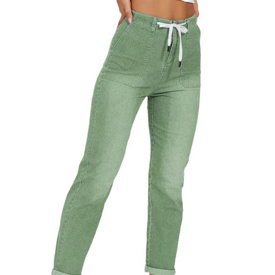 Women's Casual Drawstring Denim Jogger Pants