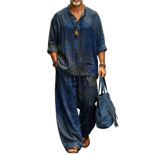 ✨ Easy Summer Style | Men's Retro Print Loose-Fit 2-Piece Set