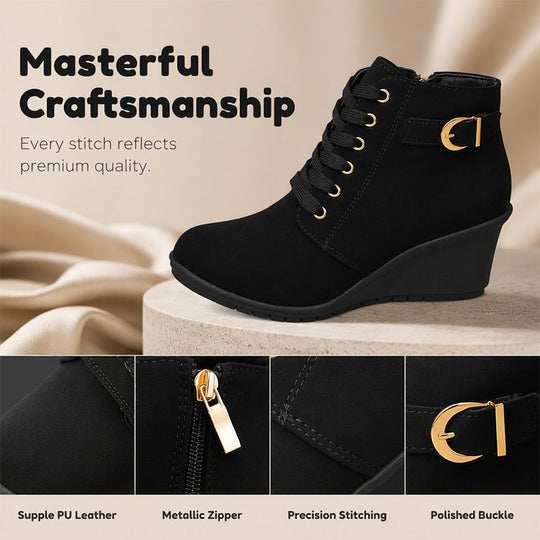 💖 Easy Lift, All-Day Comfort | Women's Wedge Heel Zip-Up Ankle Boots