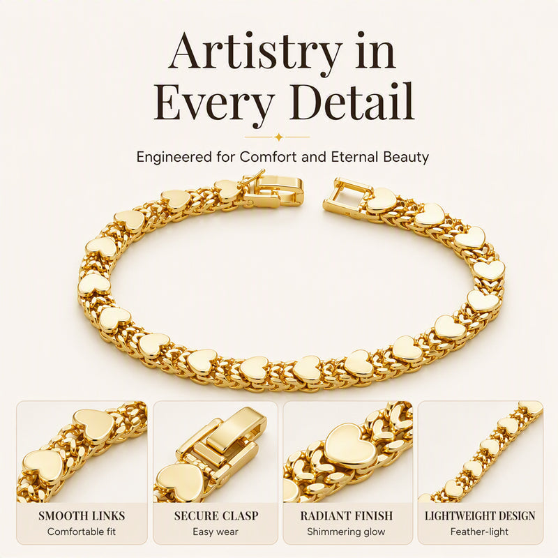 💖 LIMITED‑TIME 30% OFF! ✨ Women’s Elegant Heart Link Bracelet – Dainty Romantic Design, Adjustable Chain ✨