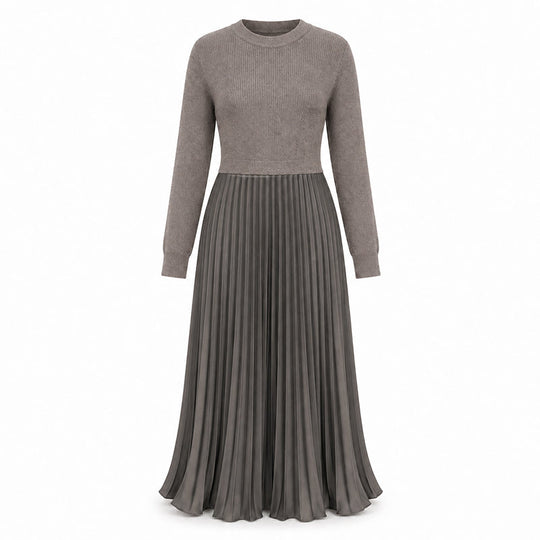 🌸LAST DAY SALE - 50% OFF!!✨ Effortless Elegance | Women's Pleated Round-Neck Maxi Dress 🌟