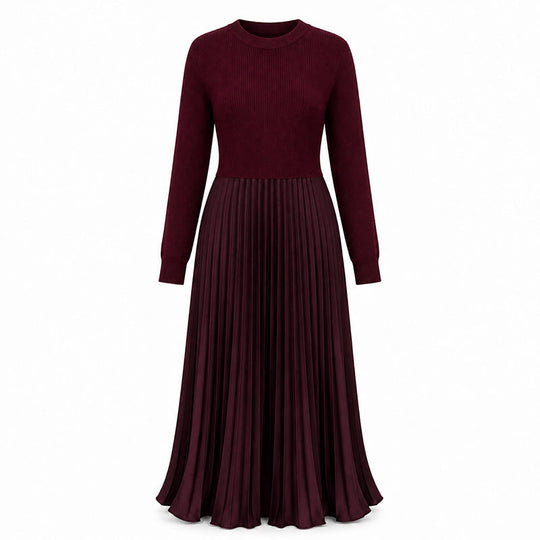 🌸LAST DAY SALE - 50% OFF!!✨ Effortless Elegance | Women's Pleated Round-Neck Maxi Dress 🌟
