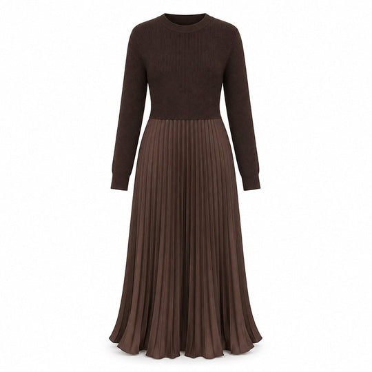 🌸LAST DAY SALE - 50% OFF!!✨ Effortless Elegance | Women's Pleated Round-Neck Maxi Dress 🌟