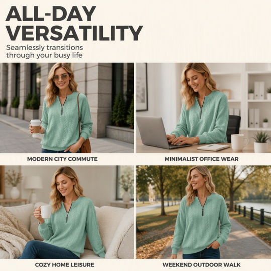 👚✨Women’s Half-Zip Cable Knit Sweatshirt✨𝘉𝘶𝘺 𝘢𝘯𝘺 2 𝘢𝘯𝘥 𝘨𝘦𝘵 𝘢𝘯 𝘦𝘹𝘵𝘳𝘢 8% 𝘥𝘪𝘴𝘤𝘰𝘶𝘯𝘵