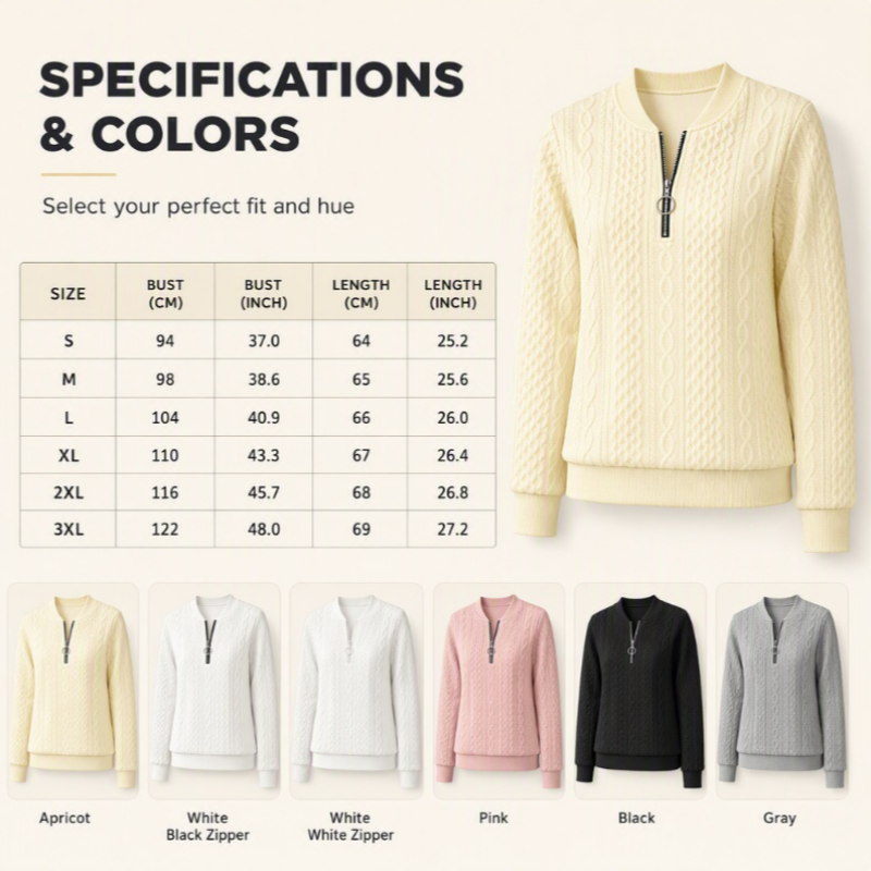 👚✨Women’s Half-Zip Cable Knit Sweatshirt✨𝘉𝘶𝘺 𝘢𝘯𝘺 2 𝘢𝘯𝘥 𝘨𝘦𝘵 𝘢𝘯 𝘦𝘹𝘵𝘳𝘢 8% 𝘥𝘪𝘴𝘤𝘰𝘶𝘯𝘵