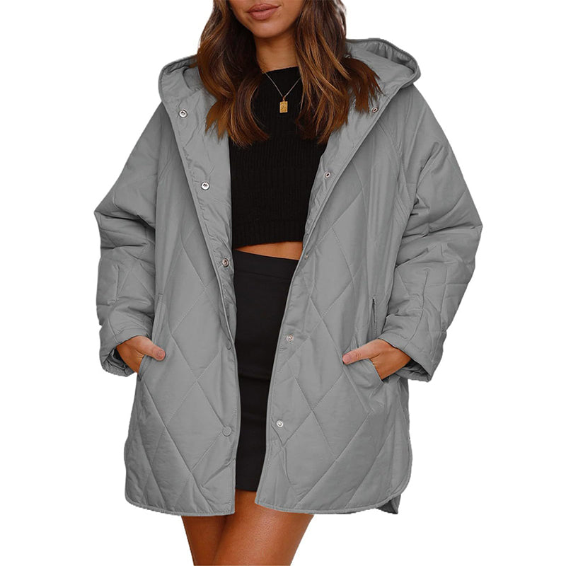 💎 Premium Comfort | Women's Diamond-Quilted Hooded Padded Coat