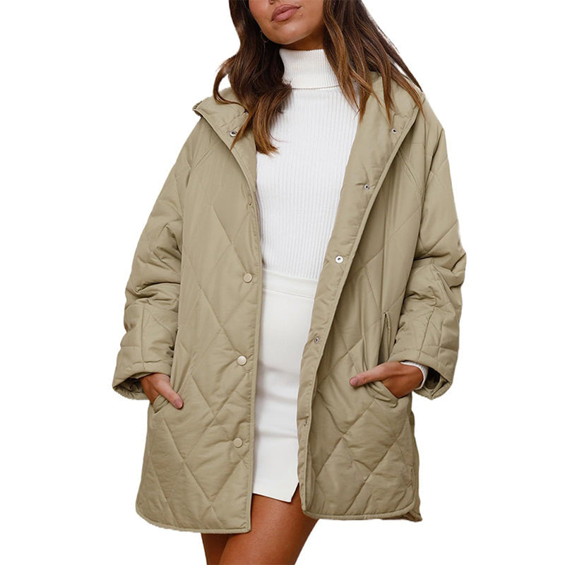 💎 Premium Comfort | Women's Diamond-Quilted Hooded Padded Coat