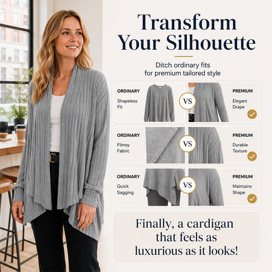 ⏳LAST DAY SALE ONLY ￡19.99!!🧶Women's Casual Draped Open Front Cardigan – Cosy, Flattering & Effortlessly Chic
