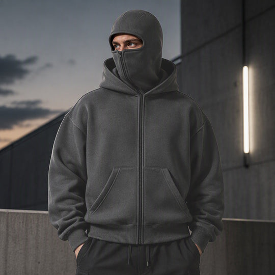 Unisex's Zip-Up Double-Hooded Sweatshirt