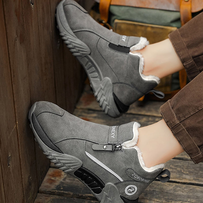 👟 Zip On & Go | Men's Warm PU Leather Casual Sneakers ⚡ Free Shipping