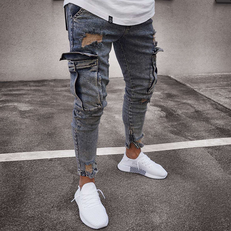 💥 Utility with an Edge | Men's Stretch Cargo Jeans with Ankle Zippers