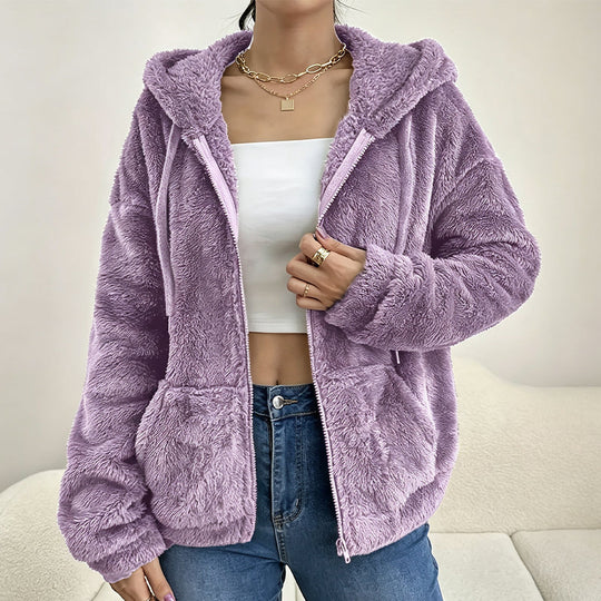⌛Limited-Time Offer-Women's Cozy Fuzzy Hooded Jacket