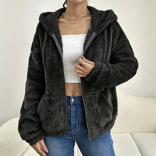 ⌛Limited-Time Offer-Women's Cozy Fuzzy Hooded Jacket