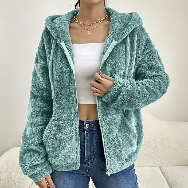 ⌛Limited-Time Offer-Women's Cozy Fuzzy Hooded Jacket