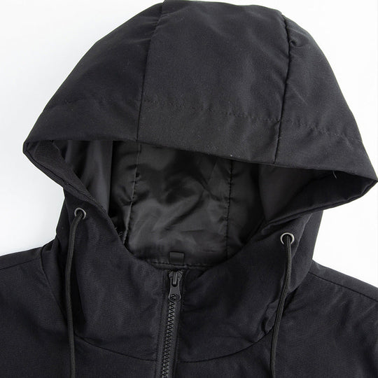 Men's Mid-Length Hooded Windbreaker Trench