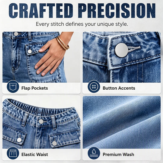 Women's High-Waisted Balloon Jeans with Drawstring Cuffs