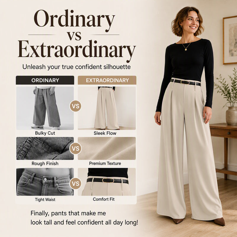 ✨ Easy Everyday Comfort | Women's Relaxed Wide-Leg Trousers with Pockets