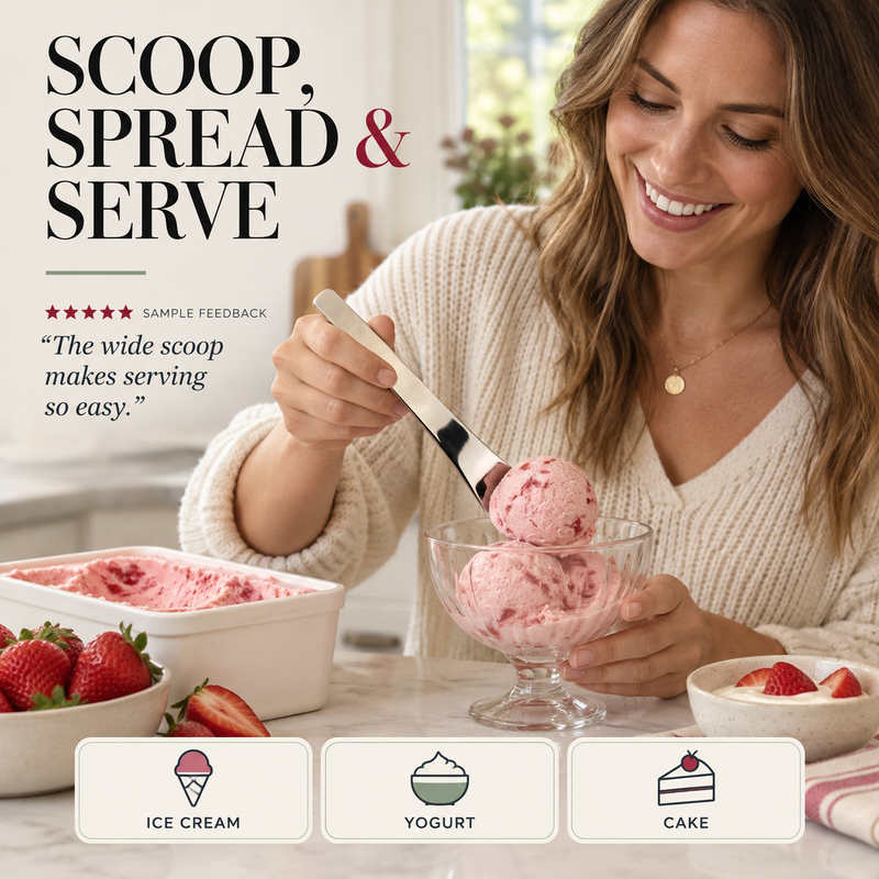 Stainless Steel Dessert Spoon with Long Ergonomic Handle