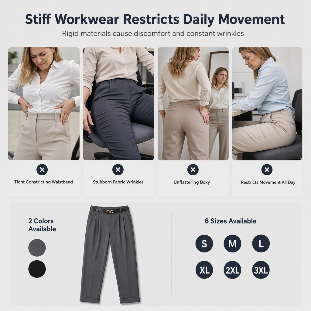 ✨ Polished Fit, Flexible Comfort | Women's Pleated Double-Ring Tapered Pants