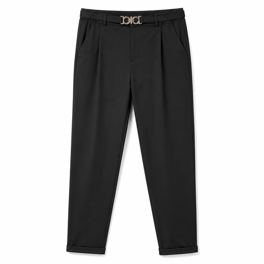 ✨ Polished Fit, Flexible Comfort | Women's Pleated Double-Ring Tapered Pants