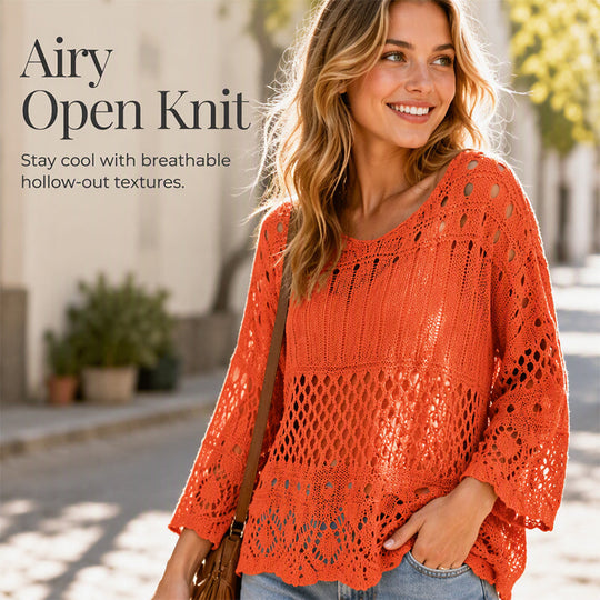 Women's Hollow-Out Crochet Knit Sweater