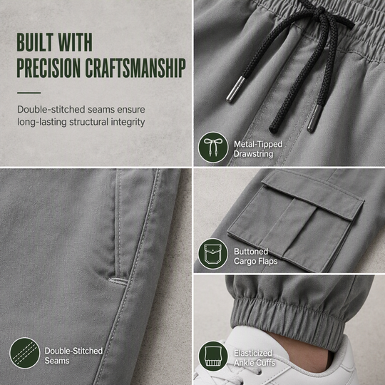 👖 Utility Pockets, Easy Movement | Men's Drawstring Cargo Jogger Pants