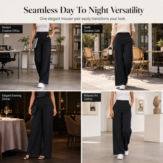 👖 Tailored Waist, Flattering Drape | Women's High-Waist Wide-Leg Pants