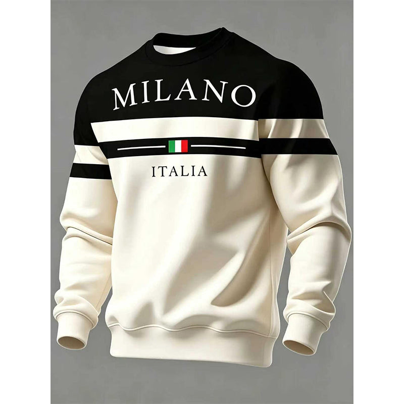 Milano Italia Style, Bold Contrast | Men's Striped Graphic Sweatshirt