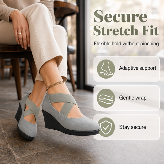 👠 More Height, Steadier Steps | Women's Stretch-Strap Wedge Flats