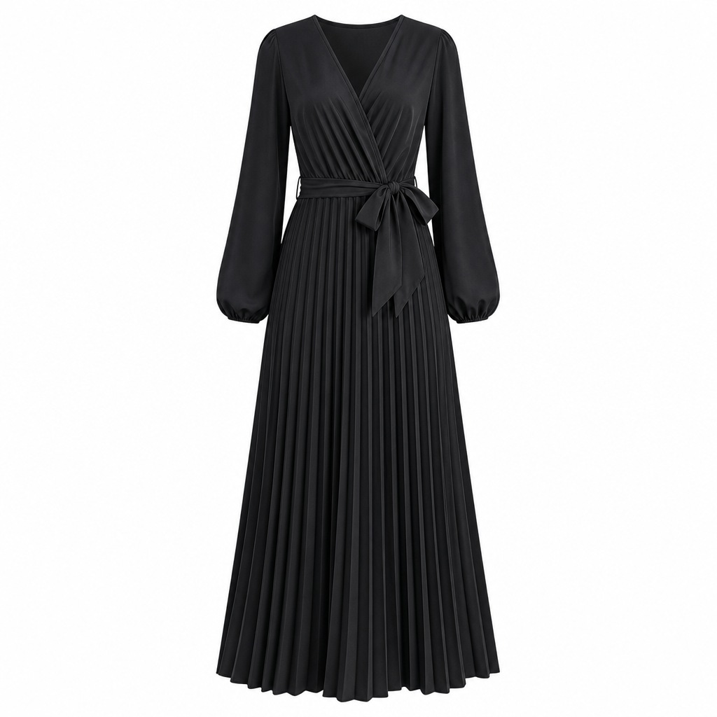 👗⌛Limited-Time Offer-Women's Elegant Crossover V Neck Pleated Maxi Dress✨