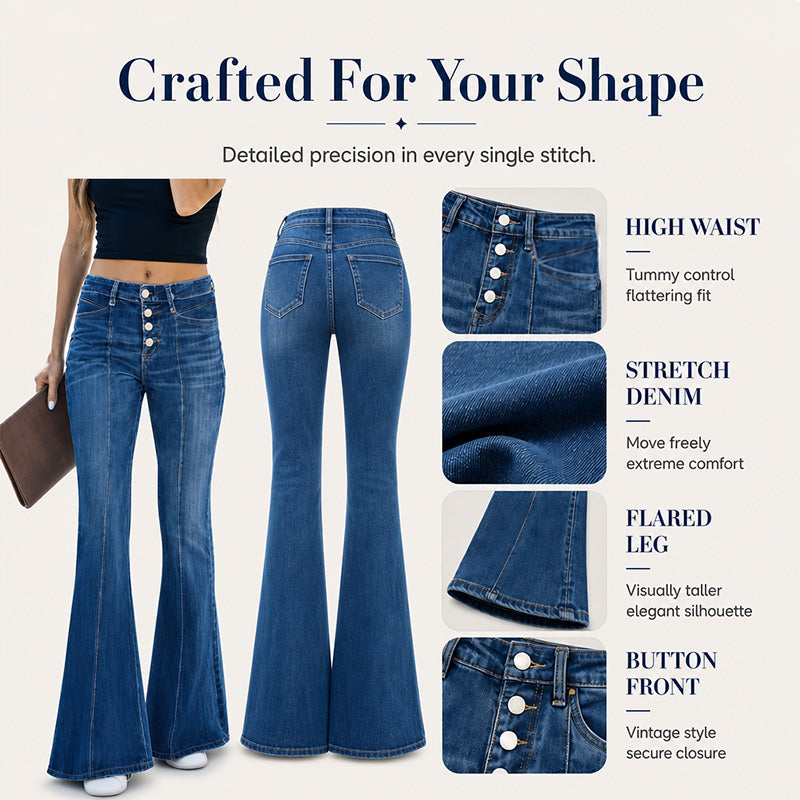 ⏰ Last Day Sale 58% Off | Women's High-Waisted Stretch Flare Jeans