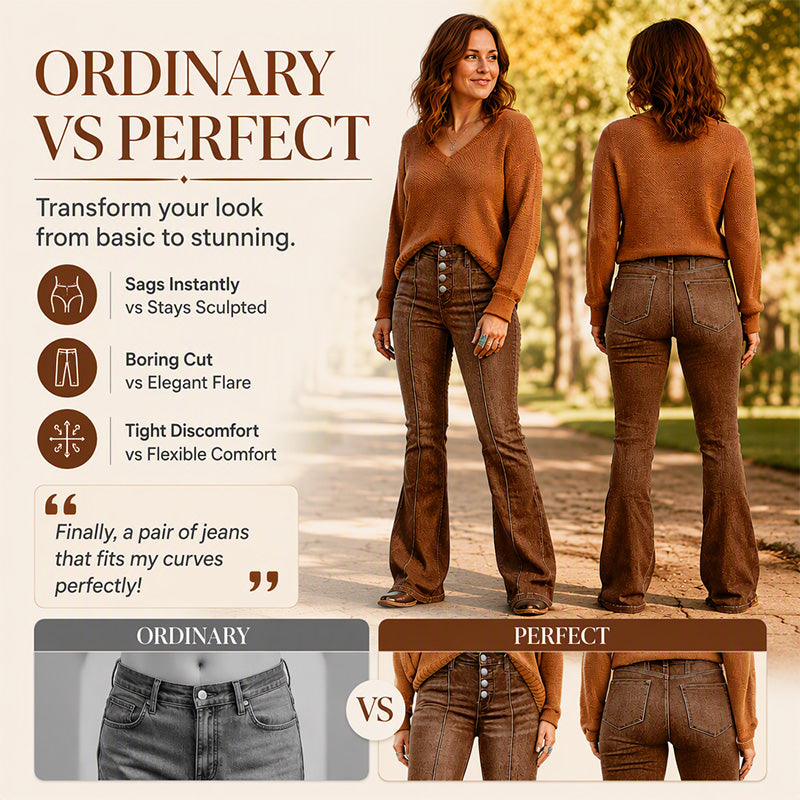 ⏰ Last Day Sale 58% Off | Women's High-Waisted Stretch Flare Jeans