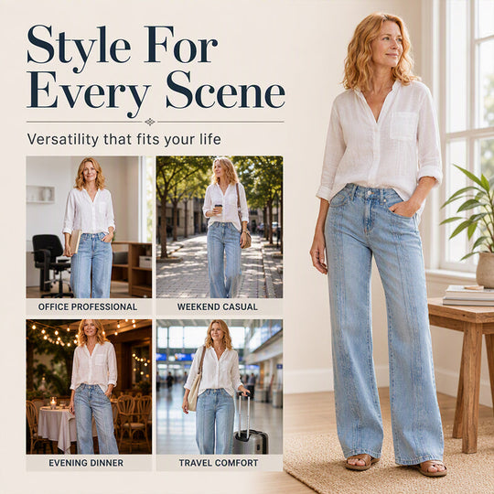 👖 Front Seam Detail, Flattering Wide-Leg Fit | Women's Jeans