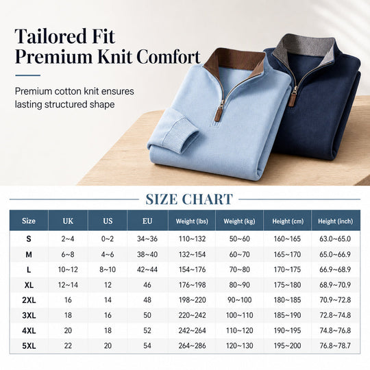 🏷️ Smart-Casual Made Easy | Men's Quarter-Zip Ribbed-Collar Knit Pullover