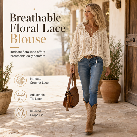 👚✨ Women’s Lace Blouse – 🌸 Elegant Loose-Fit Long Sleeve Pullover Top