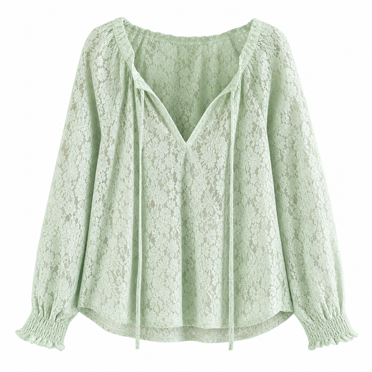 👚✨ Women’s Lace Blouse – 🌸 Elegant Loose-Fit Long Sleeve Pullover Top
