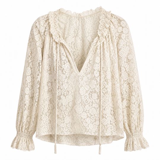 👚✨ Women’s Lace Blouse – 🌸 Elegant Loose-Fit Long Sleeve Pullover Top
