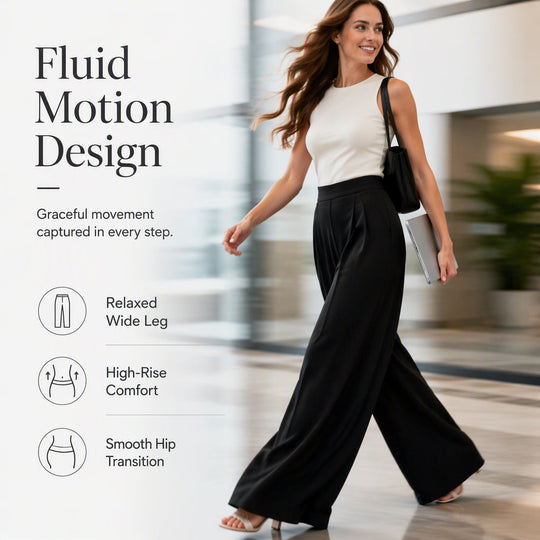 💼 Polished at Work, Effortless After | Women's Pleated High-Waist Wide-Leg Pants