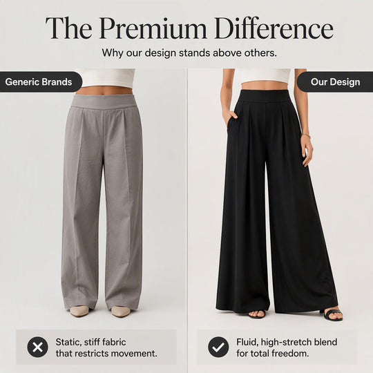 💼 Polished at Work, Effortless After | Women's Pleated High-Waist Wide-Leg Pants