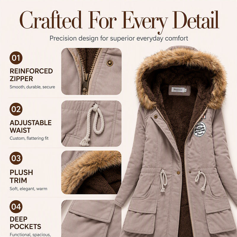 🧥 Cozy Coverage, Easy Movement | Women's Warm-Lined Hooded Parka Jacket