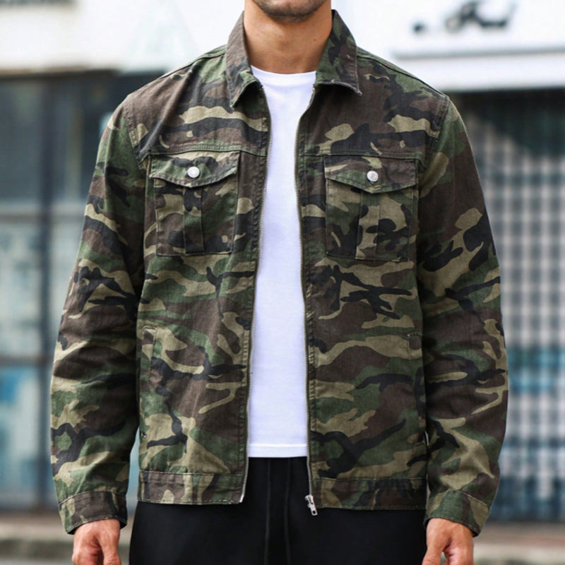 💥 Camo Contrast, Street-Ready Denim | Men's Structured Jacket ⚡ Free Shipping