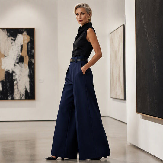 Women's Elegant Drape Wide-Leg Pants